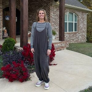 FP Movement by Free People Washed Black Slouchy Jumpsuit